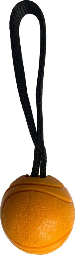 X-TOUGH TPR ball on webbing handle throw toy