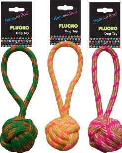 fluro rope knot toy short handle