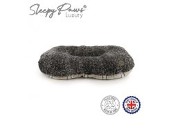 Sleepy Paws Oval Bed Cushion 75x55cm Oatmeal & Check