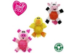 Small Bite Ball Bellies Pig / Cow / Chick Dog Toy  (Mixed designs)