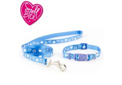 Small Bite Heart Collar Lead Set Blue