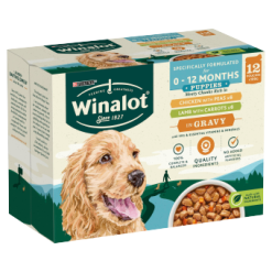 Winalot Perfect Portions PUPPY Wet Mixed Variety Chunks in Gravy (Chk w Peas / Lamb w Carrot) 12x100G