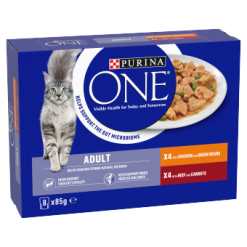 Purina One Adult Cat Food Chkn and Beef 8x85G