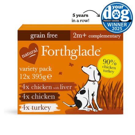 Forthglade JUST Poultry Adult Variety Pack Grain Free, 395G 12 PK (4xChicken, 4xLiver, 4xTurkey)