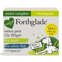 Forthglade WHOLEGRAIN Complete SENIOR Variety Pack with Brown Rice, 395G 12PK (6xLamb, 6xFish)