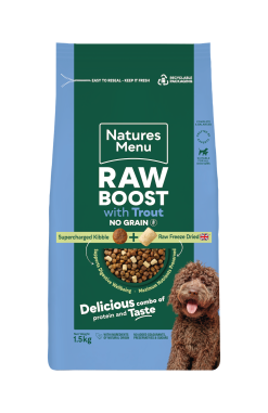 Natures Menu Raw Boost Trout + Fish Dog Kibble 1.5 kg (No GRAIN)