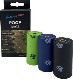 H&B 100% Compostable Poo Bag Rolls 3x15 (45 bags)