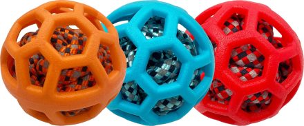 H&B TPR Holey Ball with Rope Ball Inside Dog Toy (mixed)