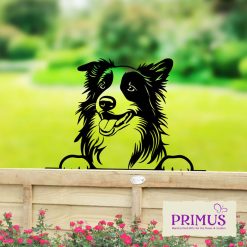 Metal Collie Peeking Dog Silhouette